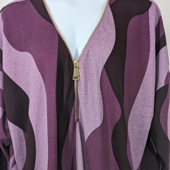 NWT! ZIM & ZOE! PLUM WAVE PURPLE, LAVENDER ZIPPER FRONT TUNIC SWEATER! SZ 30/32 - Picture 3 of 9